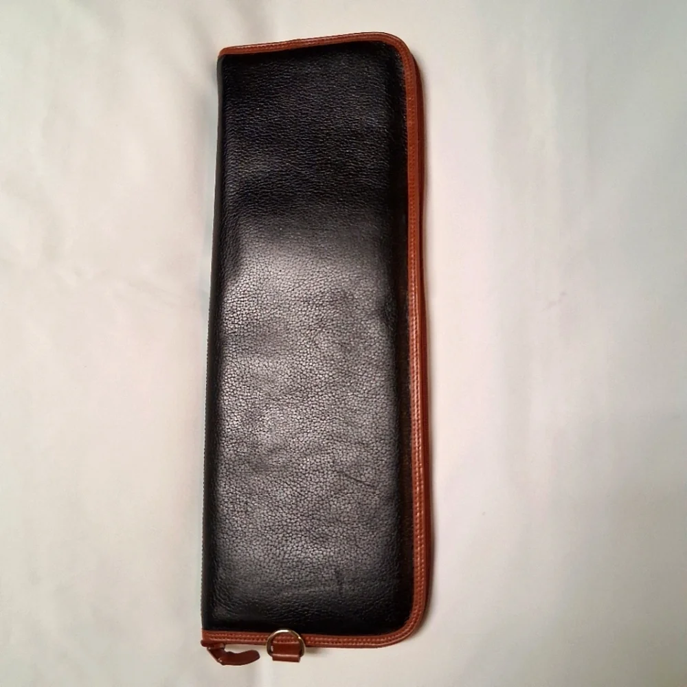 Lord & Taylor Brown and Black Leather Necktie Case